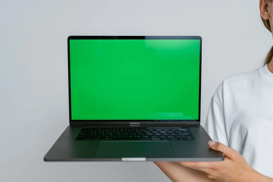 A close-up view of the Google homepage displayed on a screen, with search options visible.